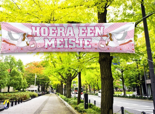 Spandoek hoera een meisje - 177x41cm