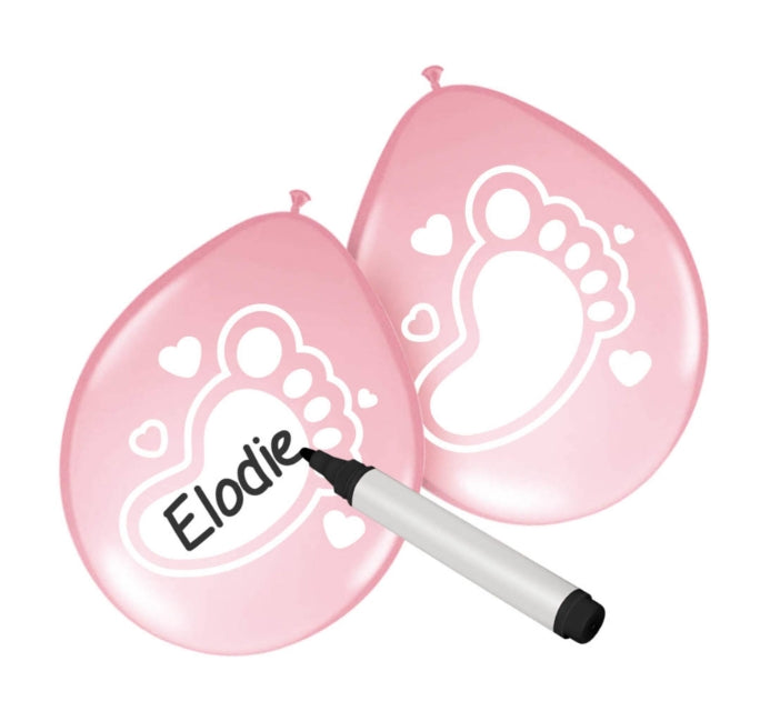 Beschrijfbare Ballonnen Baby Meisje - 6 stuks