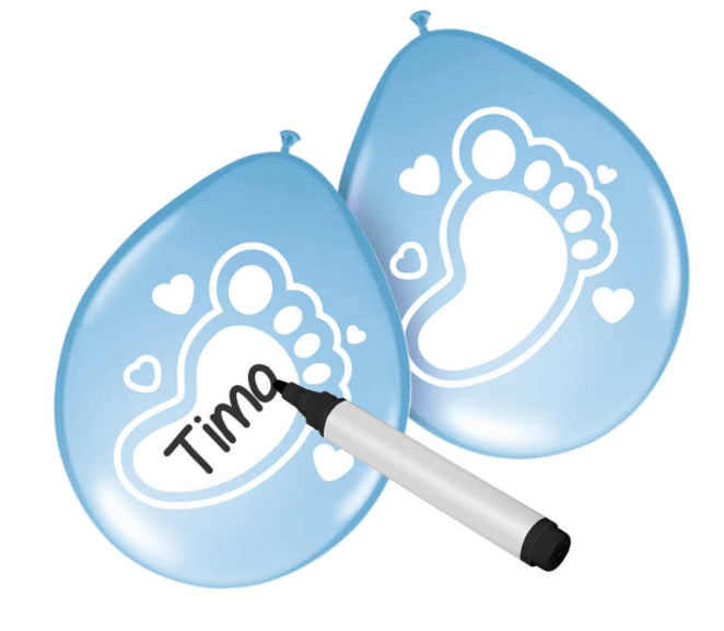 Beschrijfbare Ballonnen Baby Jongen - 6 stuks