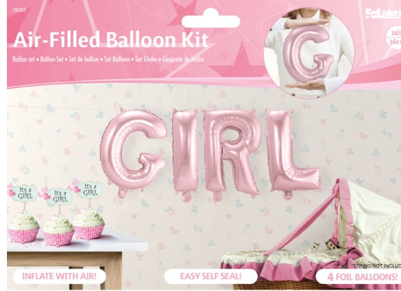 Baby Roze Folie Ballonnen Set GIRL