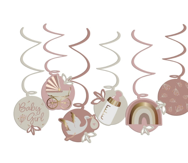 Hangdecoratie - Blooming Baby Girl - 6 stuks