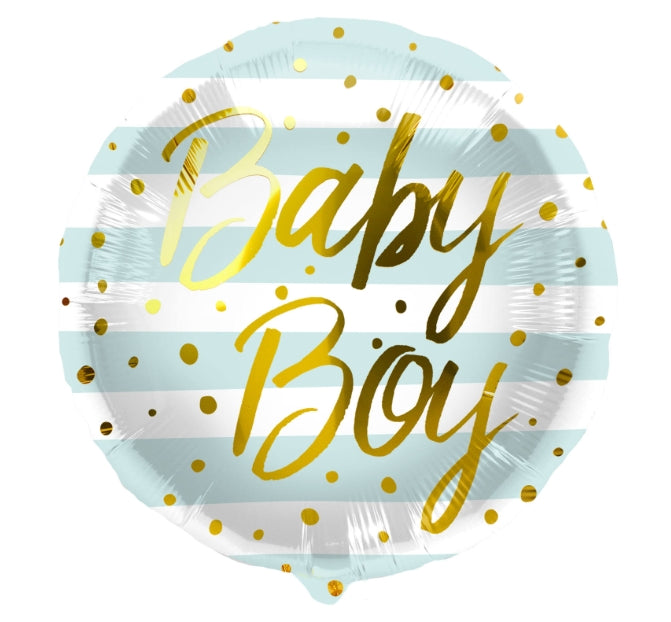 Folieballon 'Baby Boy' Strepen Blauw - 45cm