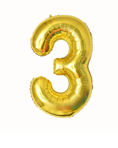 Folieballon Cijfer 3 - Goud 32inch (81cm)