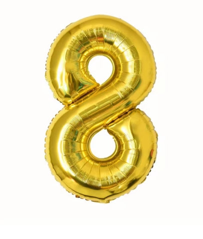Folieballon Cijfer 8 - Goud 32inch (81cm)