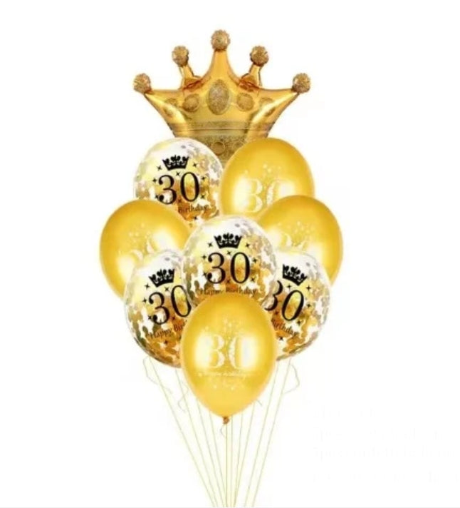 Luxe Gouden Ballonnenset – 30e Verjaardag