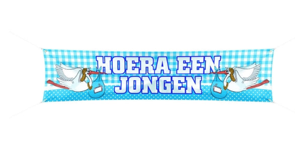 Spandoek Hoera een Jongen - 177x41cm
