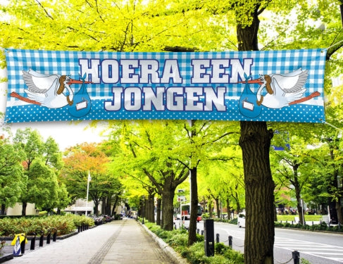 Spandoek Hoera een Jongen - 177x41cm