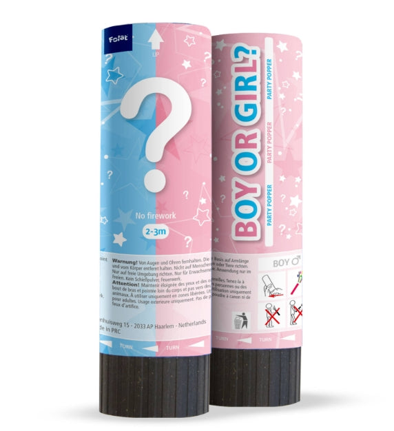 Confetti Kanon Gender Reveal -(Blauw) 15 cm