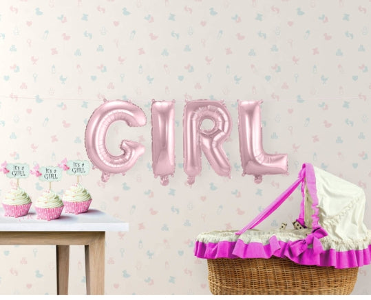 Baby Roze Folie Ballonnen Set GIRL