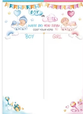 Gender Reveal-spel voor babyshower met poster 36-delige stemstickers voor meisjes of jongens