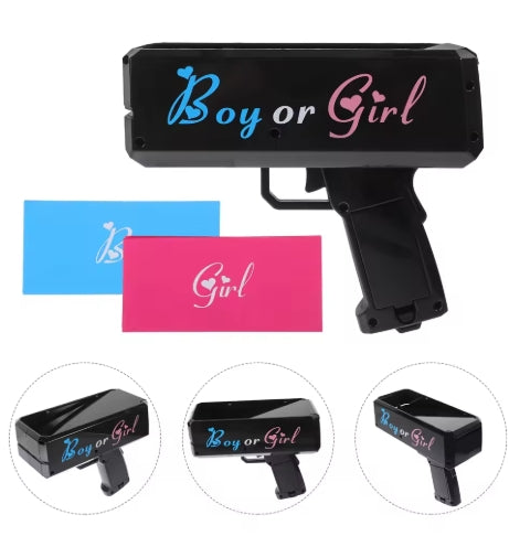 Gender Reveal Geld Shooter | Boy or Girl Confetti Gun – Blauw of Roze Biljetten
