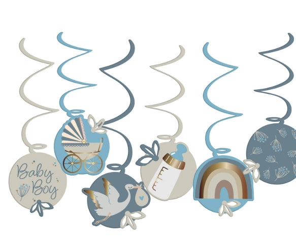 Hangdecoratie - Blooming Baby Boy - 6 stuks