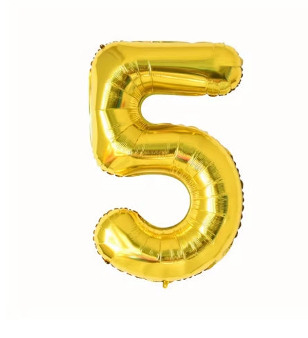 Folieballon Cijfer 5 - Goud 32inch (81cm)