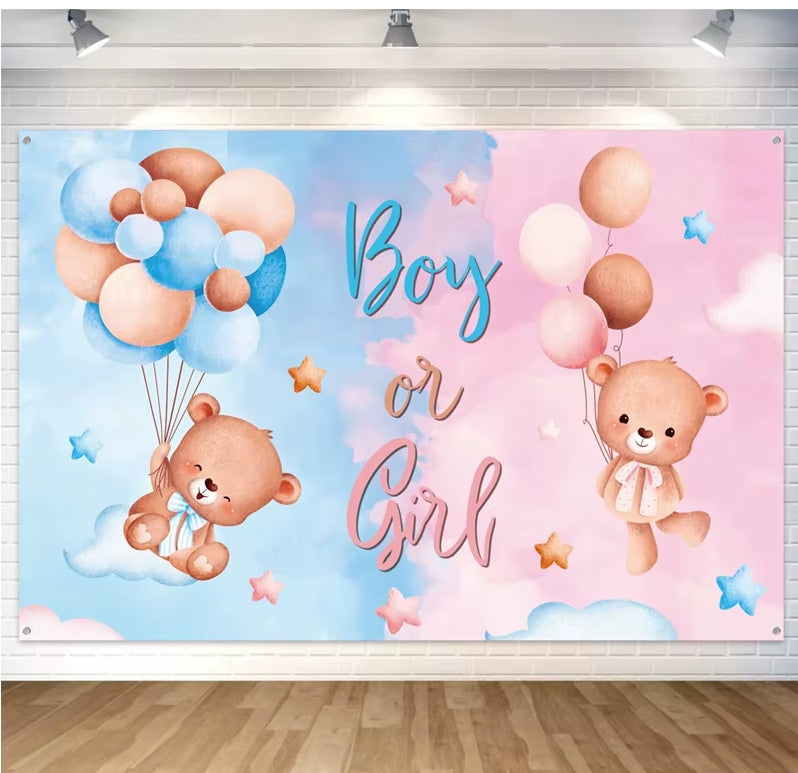 Gender Reveal Banner - Boy or Girl? Teddybeer Thema